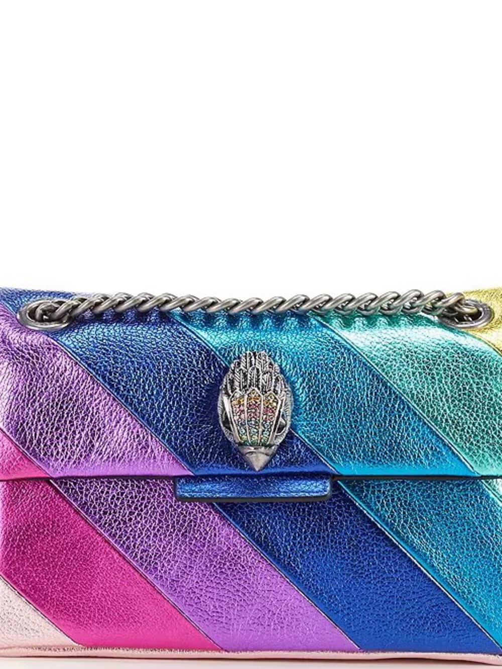 NEW- Kurt Geiger London Mini Kensington Metallic Rainbow Striped Crossbody Bag